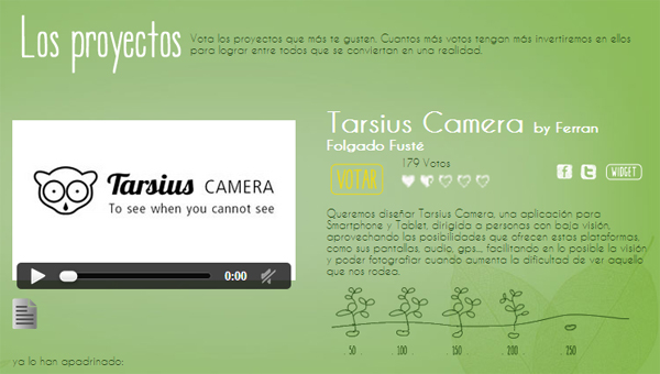 Tarsius cámara un App para personas con discapacidad visual