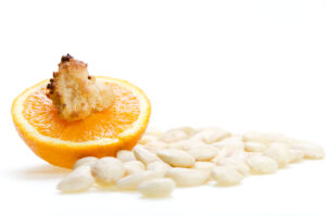 Panellets de naranja para publicidad de pastelería